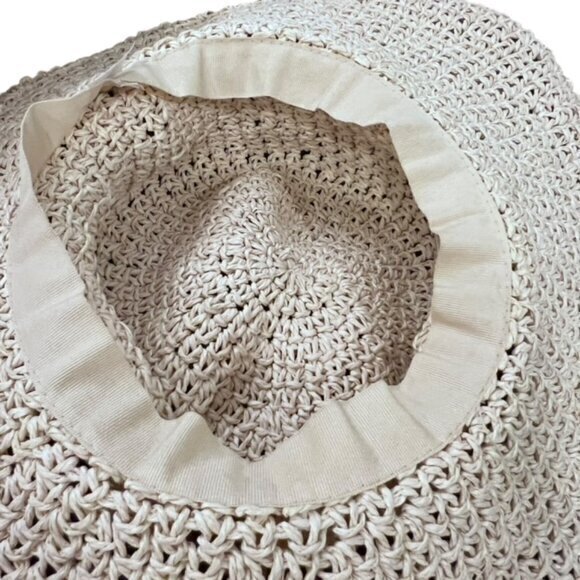 Boho Wide Brim Sun Hat Beaded Brim Trim Beach Pool Vacation Travel Cottage Coast - Picture 8 of 12